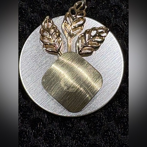 Vintage Silver & Gold-ToneLeaf Brooch - Mixed Metal Modernist Pin - Picture 6 of 7